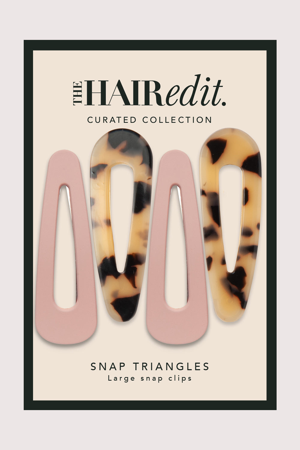 Snap Triangles Hair Clips Set - Tortoise & Nude