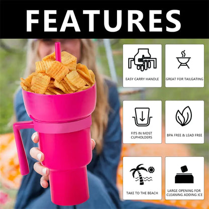 New 2 In 1 Snack Bowl Drink Cup