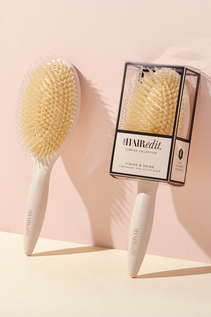 Finish & Shine Boar Bristle Brush - Cream