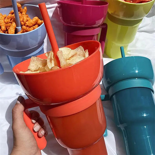 New 2 In 1 Snack Bowl Drink Cup