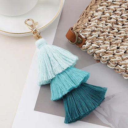 Multicolor Handmade Layered Tassel Keychain