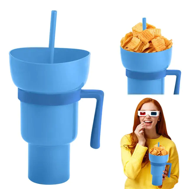 New 2 In 1 Snack Bowl Drink Cup