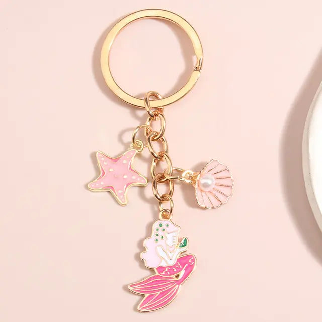 Cute Shell Starfish Keychain