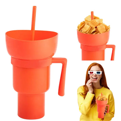 New 2 In 1 Snack Bowl Drink Cup