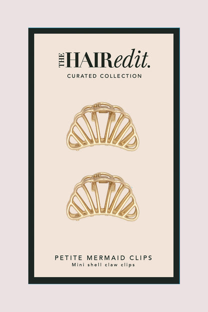 Petite Gilded Mermaid Shell Claw Clips Set