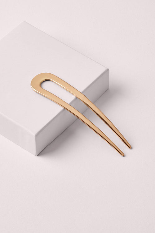 Sleek Chignon French Hair Pin - Gold