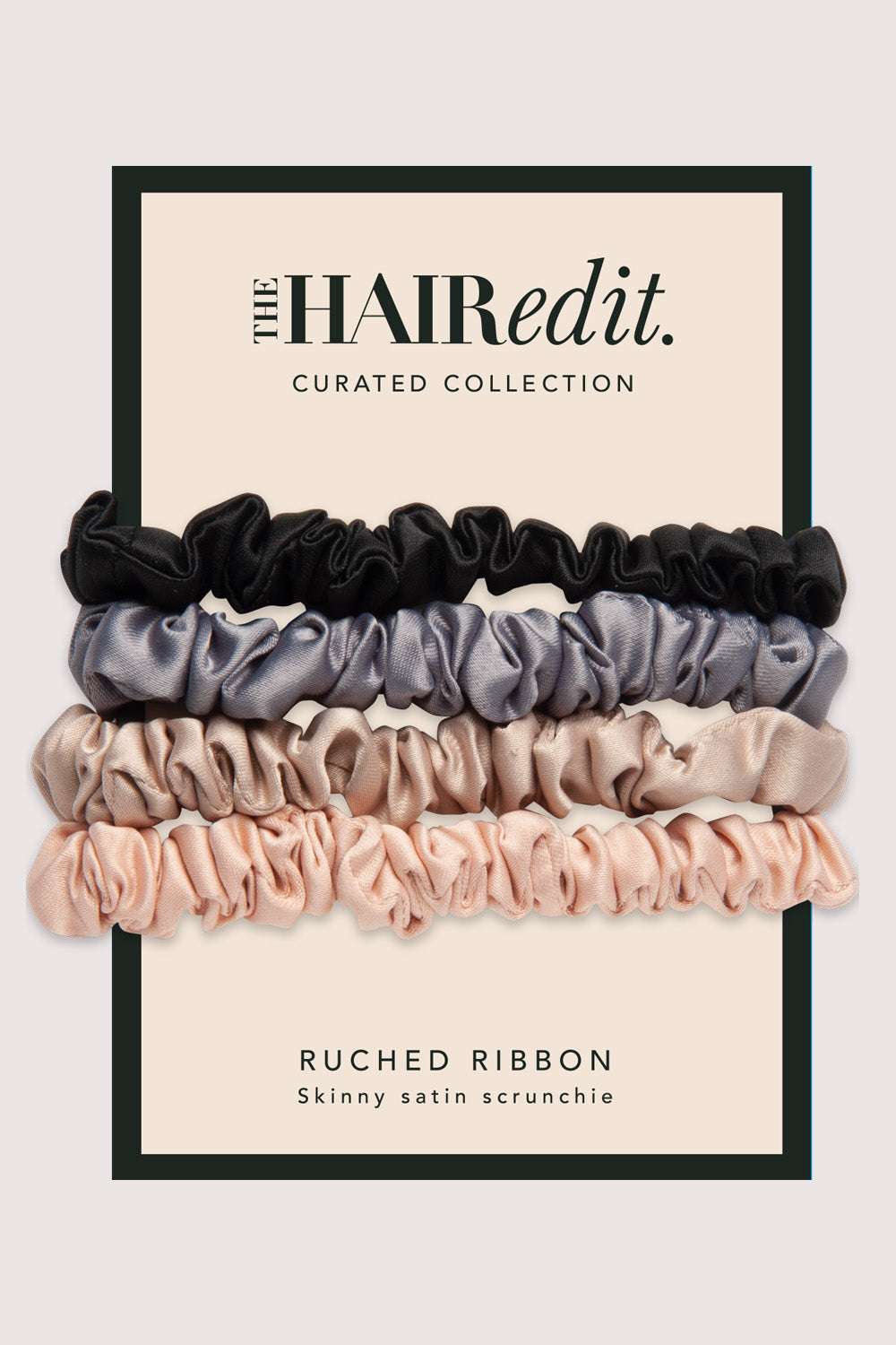 Ruched Ribbon Skinny Satin Scrunchies Set - Multi-Color