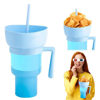 New 2 In 1 Snack Bowl Drink Cup