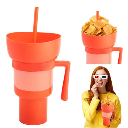 New 2 In 1 Snack Bowl Drink Cup